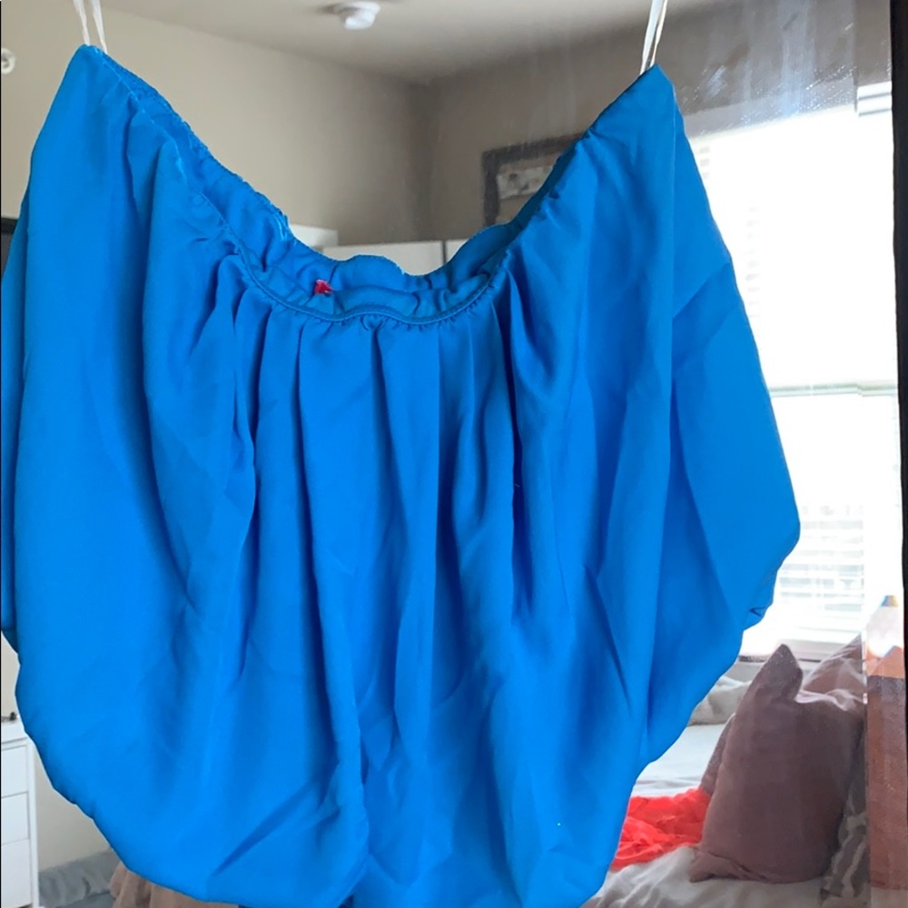 Blue strapless crop top